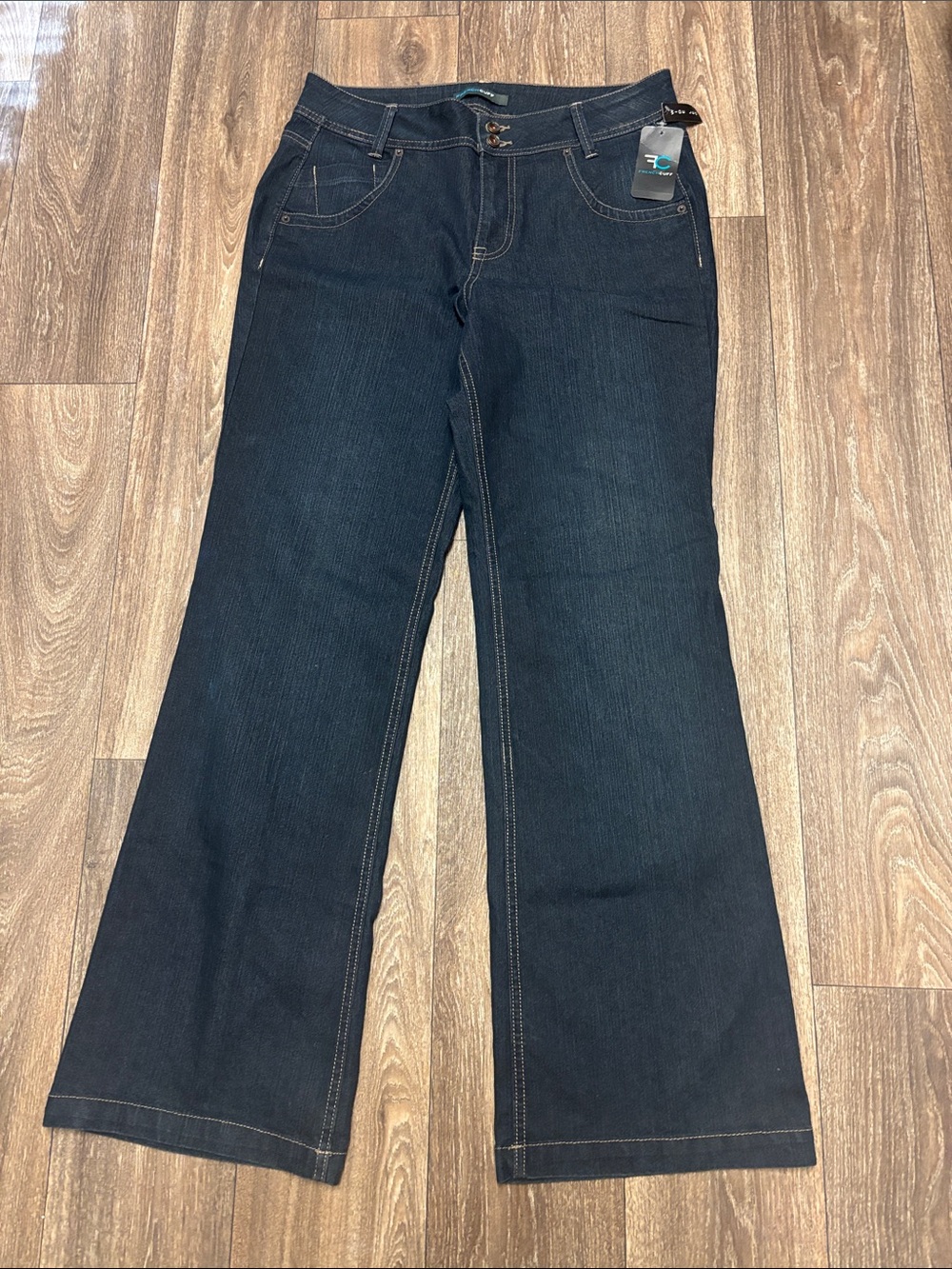 French Cuff Dark Indigo Wide-Leg Jeans